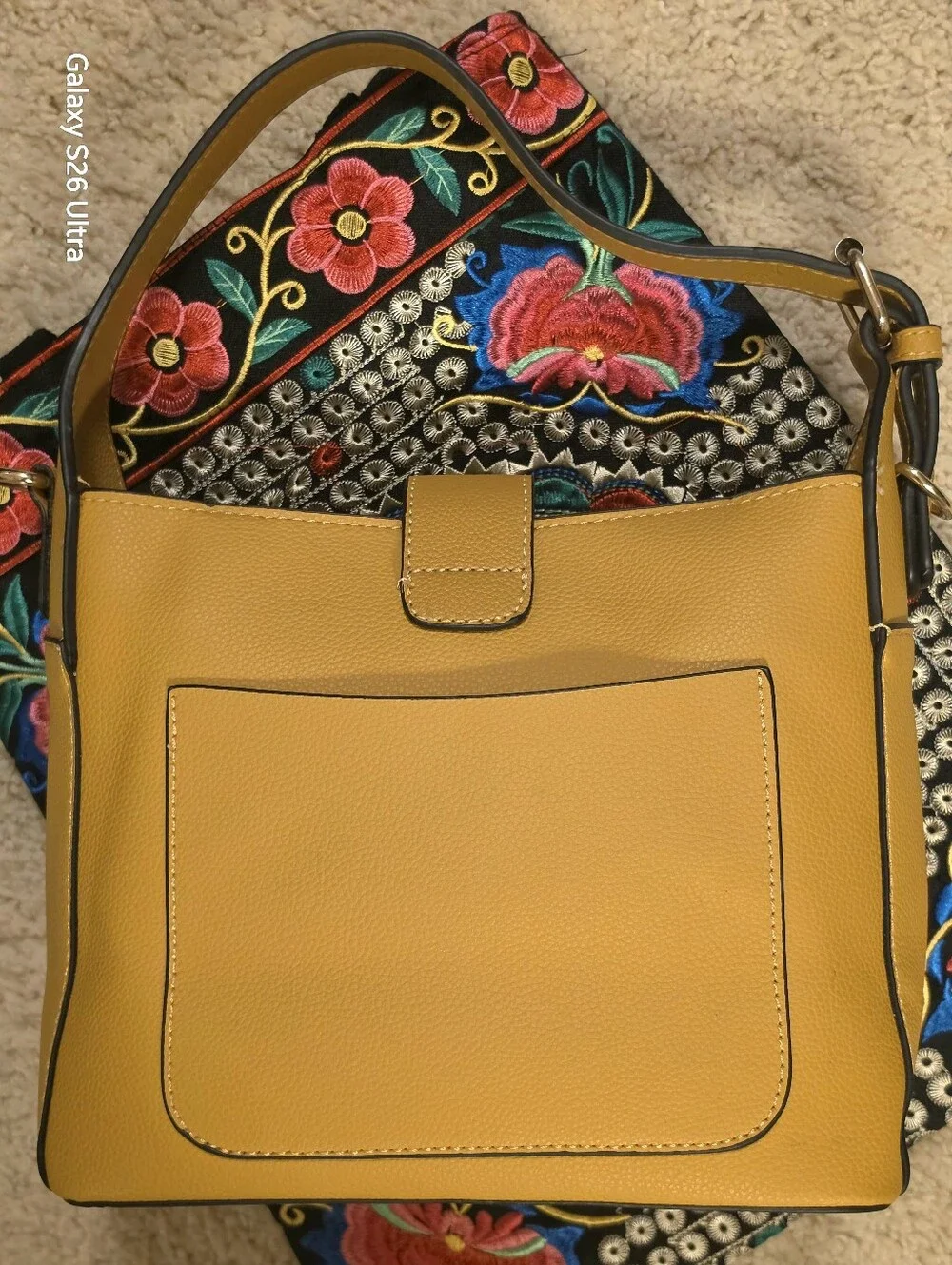 Faux PebbledLeather Structured Satchel Handbag W/Goldtone Hardware & Dustbag-NEW